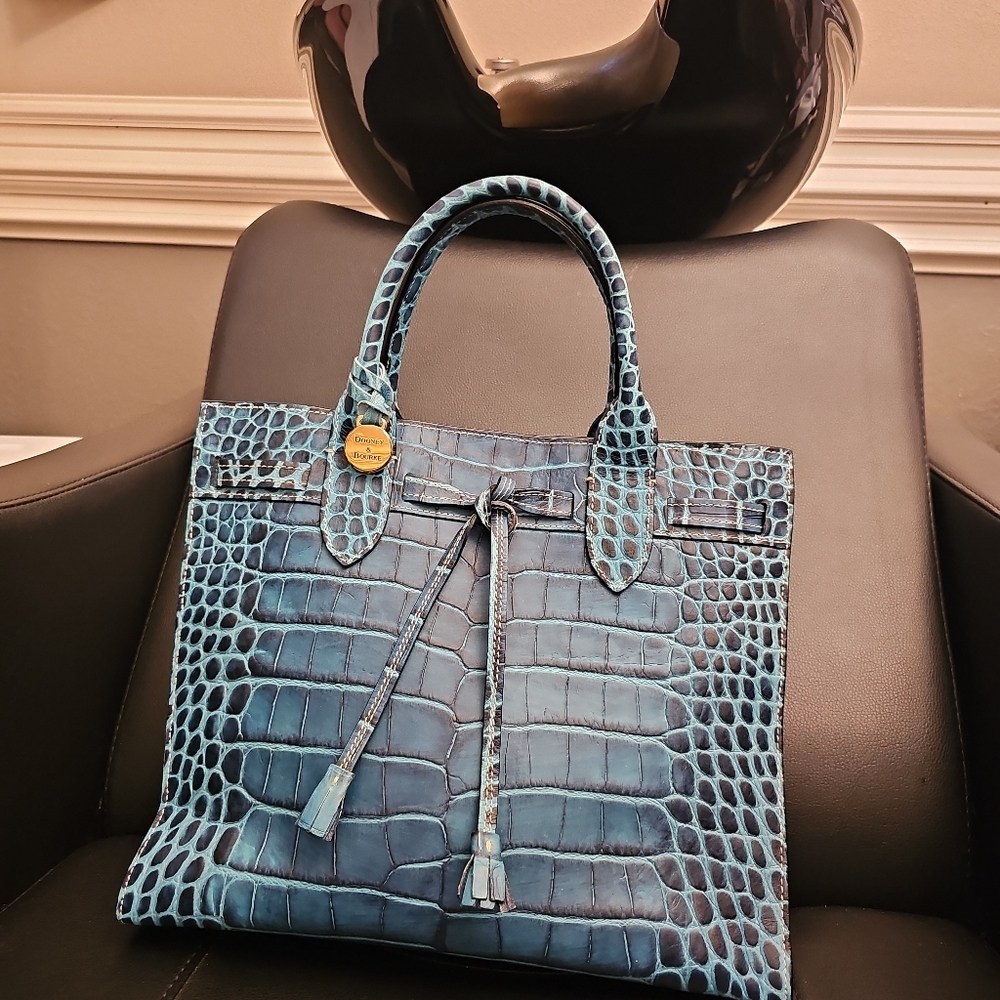 Dooney & Bourke Blue Crocodile-Embossed Tote